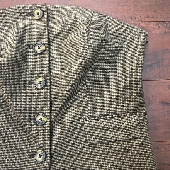 CALVIN KLEIN Houndstooth Button Front Strapless Top Coffee Bean Multi Size 10 - Picture 4 of 12